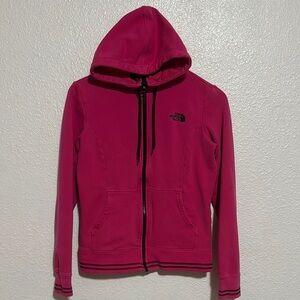 The North Face Pink Hooded Jacket with Full-Length Zipper